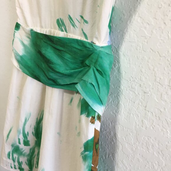 Zara NWT Size Small Green Short Abstract Tie Dye Dress - Picture 9 of 16